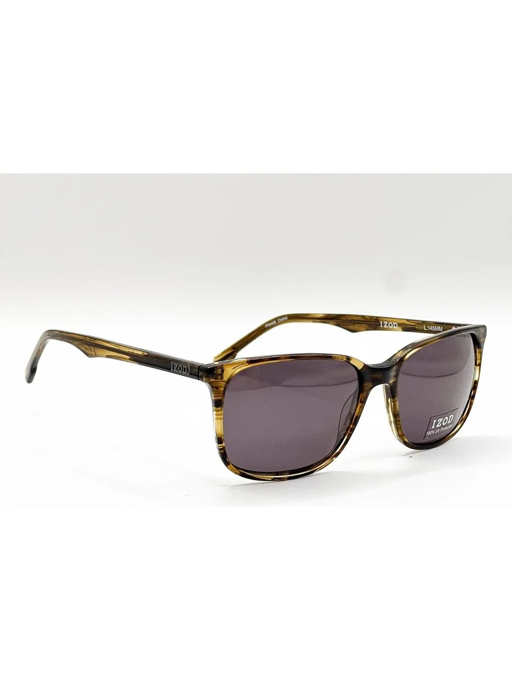 Izod IZ 784 Khaki Horn Rectangle Authentic Sunglasses 57-17-145